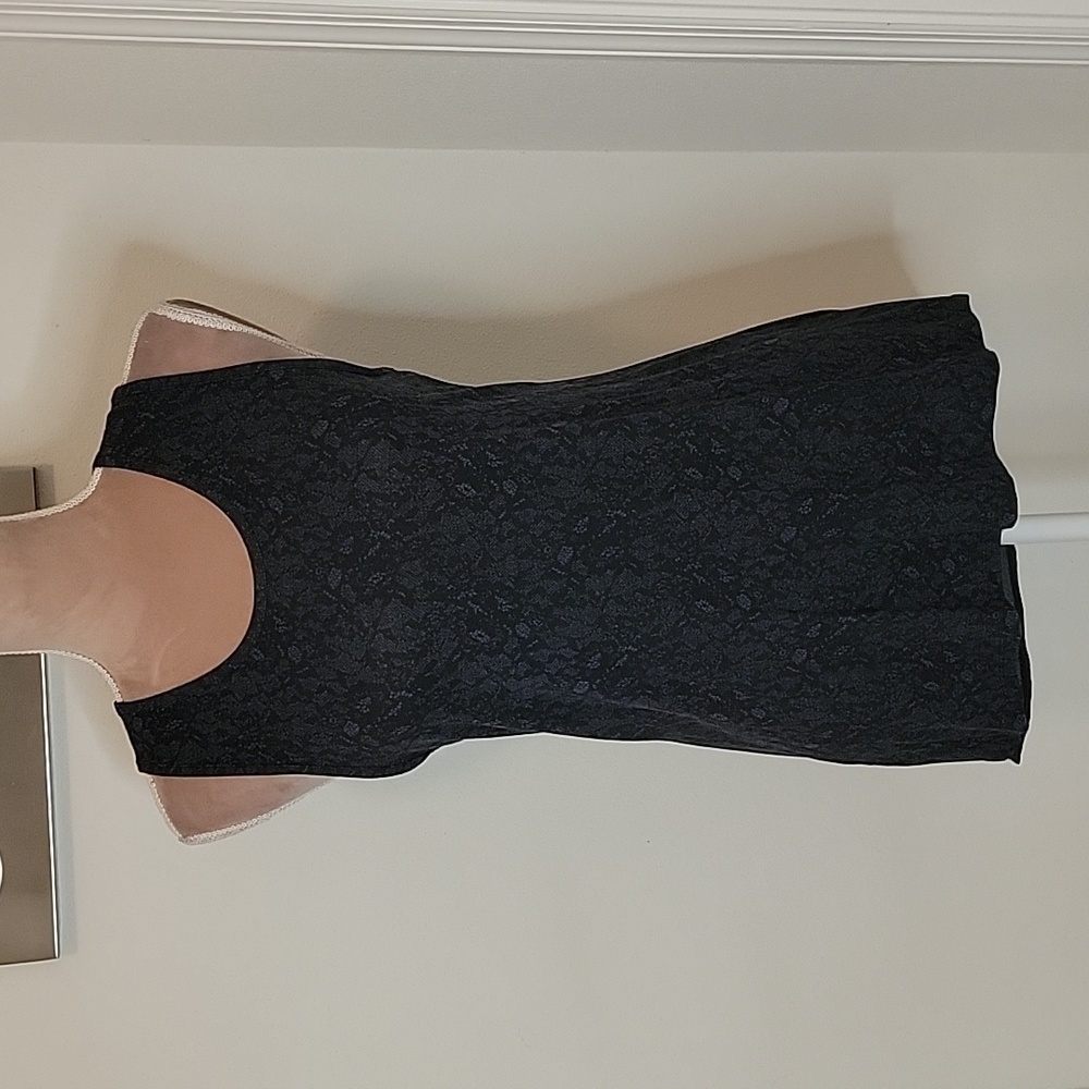 Rose + Olive Size S, Black & Purplish-Gray Sleeveless Top w/ Sheer Underlay. NEW